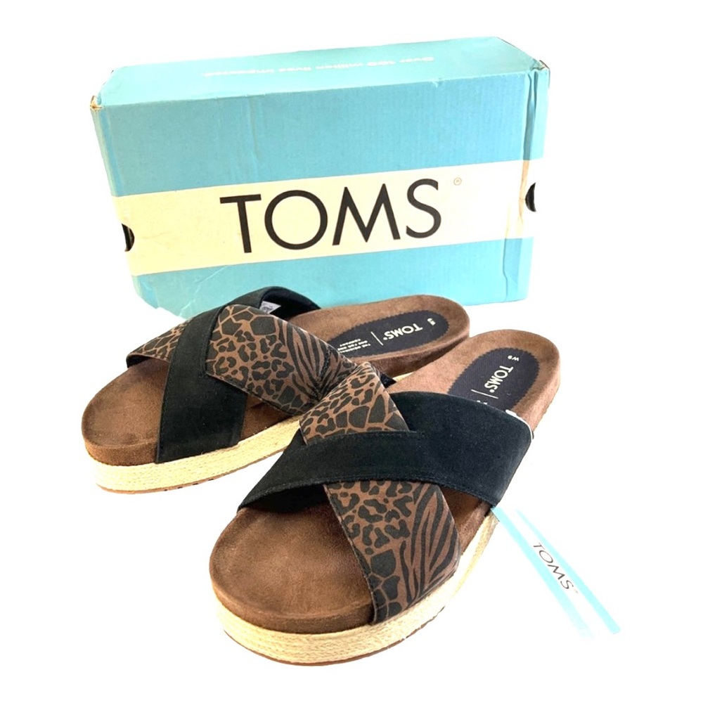 TOMS Leopard Zebra Giraffe Print Platform Sandals  NWT and BOX SZ 9W